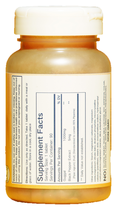 Guggal with Black Pepper — label / back