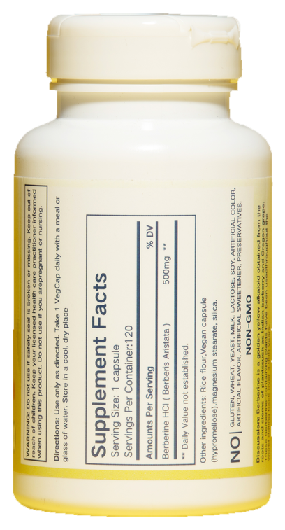 Berberine 500mg — label / back
