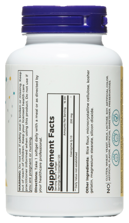 CoQ10 200mg — label / back