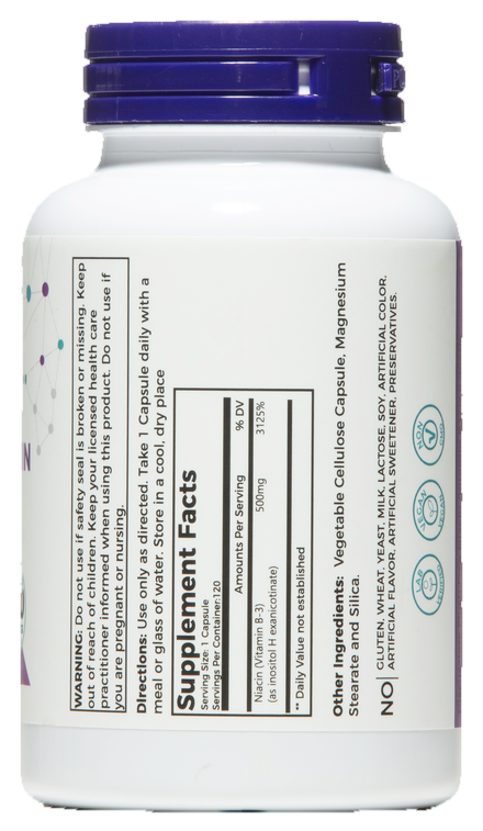 Flush Free Niacin 500mg — label / back