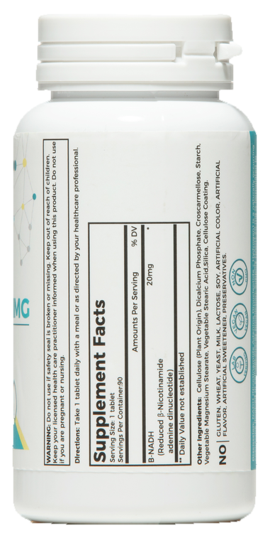 NADH 20mg — label / back